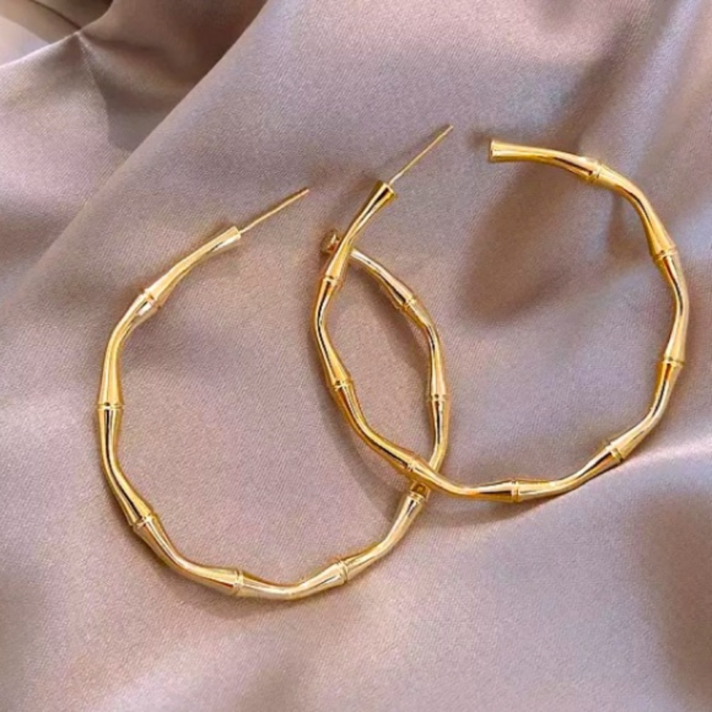 🌙Insta bamboo shape hoop earrings - Picture 2 of 5